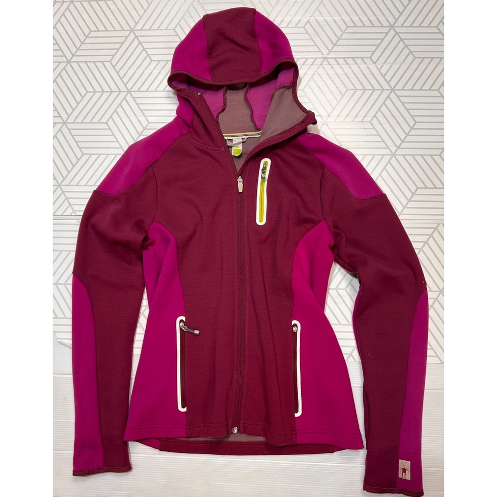 Smartwool Women's size M PhD HyFi Full Zip Pink Merino Wool Blend Hoodie b2 - Picture 11 of 11